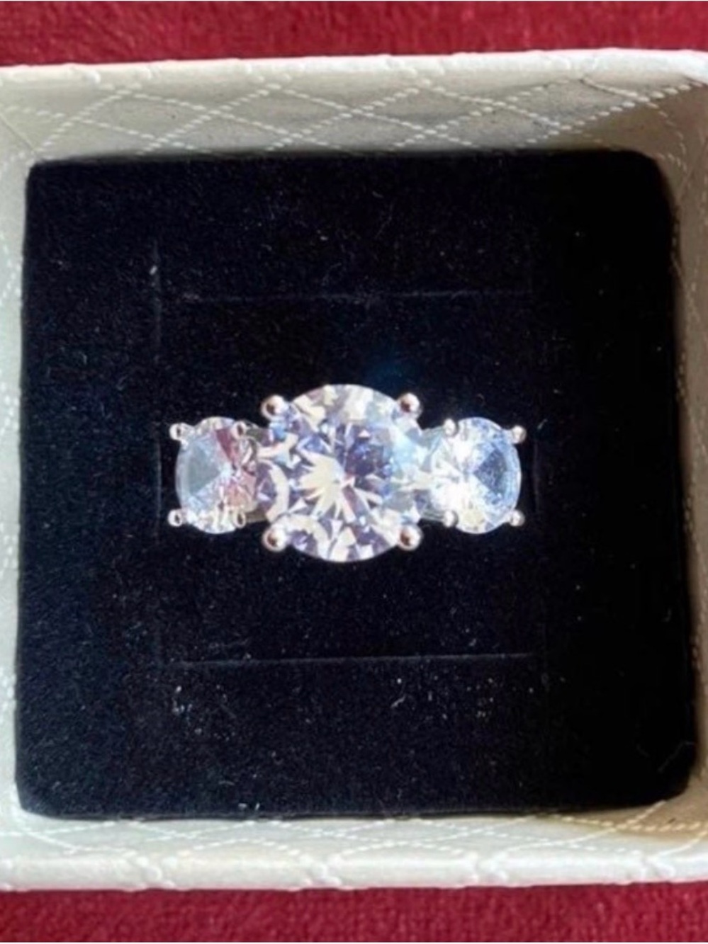7 ctw Genuine Moissanite Sterling Silver Ring with 14k white gold plate